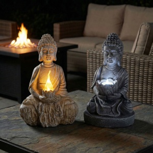 Lampă solară Buddha - 1 LED - 12,5 x 8,5 x 19 cm - 2 modele