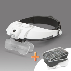 Lupă de cap cu iluminare LED, lentilă dublă
