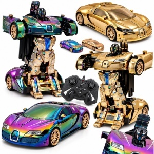 Masina Electrica RC Transformabila in Robot 48cm, cu Telecomanda, Lumini LED, Muzica si Transformare Automata, Diferite Culori - Img 2