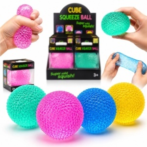 Minge Antistres Squishy 12/set, Cube Squeeze Ball 6.5cm, din Gel Elastic, Stretch & Squeeze, Diferite Culori - Img 1