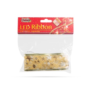 Panglică LED de Crăciun - aurie - 2 m x 5 cm - 2 x AA - Img 3