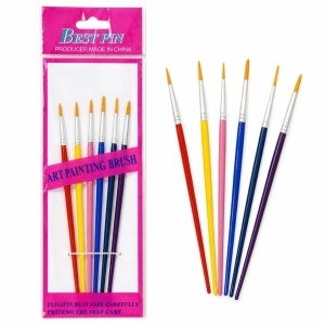 Pensule pentru Pictura 6/set Diferite Modele, 12/cut cu Maner din Plastic Colorate 14cm