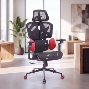 Scaun rotativ de birou TitanMesh Pro cu perne laterale - roșu - 119 x 72 x 73 cm