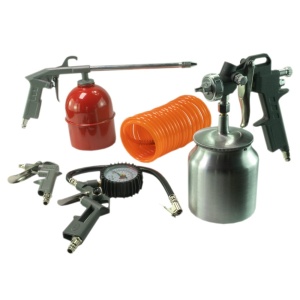 Set de scule pneumatice universale - pistol de suflat, vopsit și pulverizat ulei – set de 5 piese