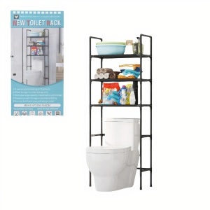 Suport de Baie 47x25x155cm cu 3 Etaje, Organizator Multifunctional din Metal