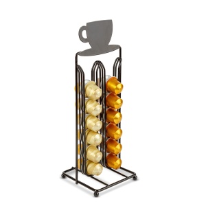 Suport metalic pentru capsule de cafea – pentru 28 capsule Nespresso – 125 x 115 x 340 mm – negru ma