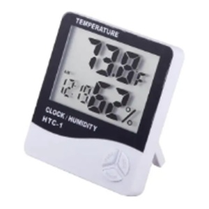 Termohigrometru digital HTC-1 cu ceas, afișaj temperatură și umiditate
