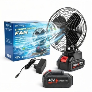 Ventilator Portabil cu 2 Acumulatoare 48V 30cm, cu Încărcător Inclus, Flux de Aer Puternic