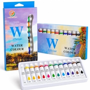Vopsele Acuarele 12ml, pe Bază de Apă 12 Culori