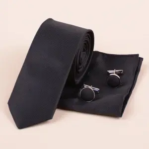 Set Cravata, Batista si Butoni - Negru