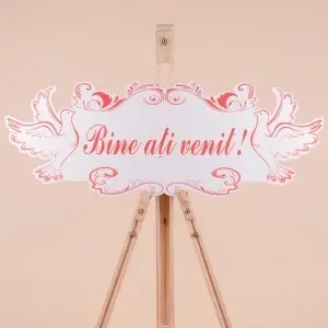 Placuta Mare "Bine ati venit" - Rosu - Model porumbei