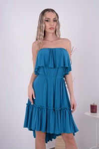 Rochie Scurta Bella Albastru Turcoaz - Img 2
