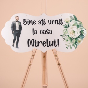 Placuta Mare "Bine ati venit la casa Mirelui" - Negru/Verde
