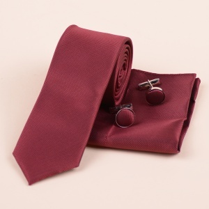 Set Cravata, Batista si Butoni - Bordo