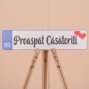Set Placute Masina "Proaspat Casatoriti" - Negru
