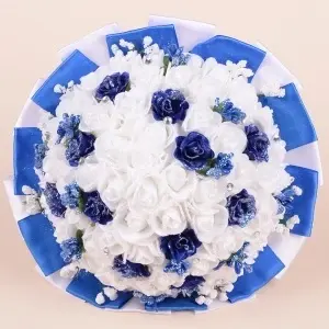 Buchet Trandafiri - Albastru - Sclipici