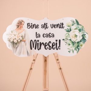 Placuta Mare "Bine ati venit la casa Miresei" - Negru/Verde