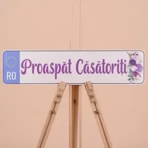 Set Placute Masina "Proaspat Casatoriti" - Mov
