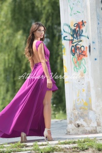 Rochie Versatila Glossy - Roz Orhidee - Img 3