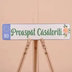 Set Placute Masina "Proaspat Casatoriti" - Verde