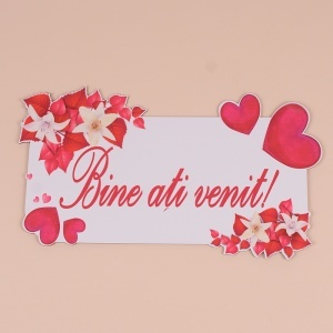 Placuta Mica "Bine ati venit" - Flori rosii
