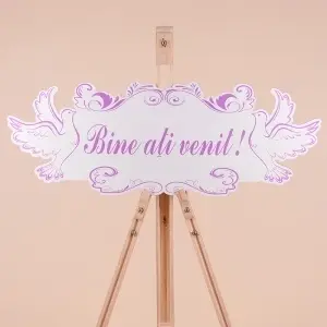 Placuta Mare "Bine ati venit" - Lila - Model porumbei