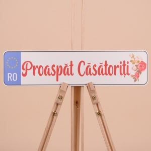 Set Placute Masina "Proaspat Casatoriti" - Rosu