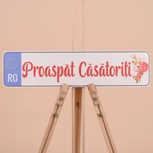 Set Placute Masina "Proaspat Casatoriti" - Rosu