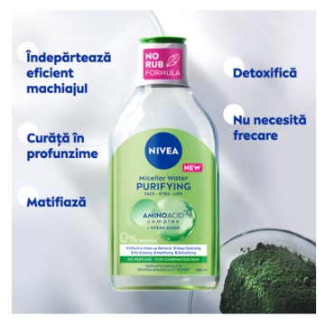 Apa micelara pentru ten mixt, 400ml, Nivea [7590] - Img 2