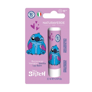 Balsam de buze cu aroma de vanilie Natura Verde Stitch SPF15, 5 ml [1091]
