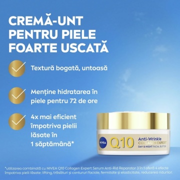 Crema unt anti-rid de zi si noapte Nivea Q10 Collagen Expert, 50 ml [9225] - Img 4