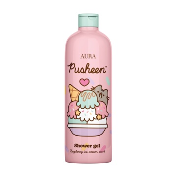 Gel de dus pentru copii cu aroma de inghetata de zmeura Aura Pusheen, 500 ml [4130]