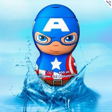 Gel de dus si sampon 2 in 1 Air-Val Captain America 2D Figurina, 400 ml [0337] - Img 2