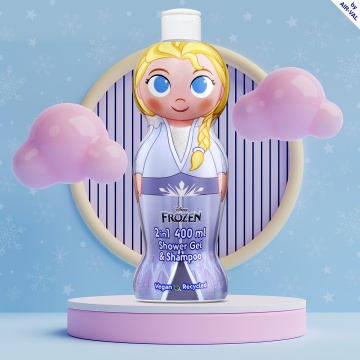 Gel de dus si sampon 2 in 1 Air-Val Frozen Elsa 1D Figurina pentru copii, 400 ml [0498] - Img 2