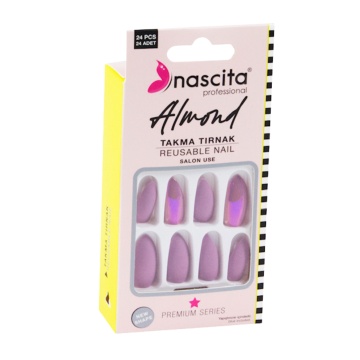 Nascita Unghii False Almond Beige si Mirror Effect 152, x24 [2660]