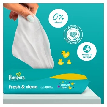 Servetele umede Fresh Clean, 80 buc, Pampers [7598] - Img 3