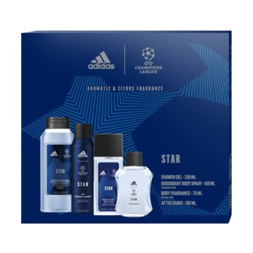 Set cadou Adidas Star cu lotiune after shave 100 ml, deodorant natural spray 75 ml, deodorant 150 ml si gel de dus 250 ml XS25 [6043]
