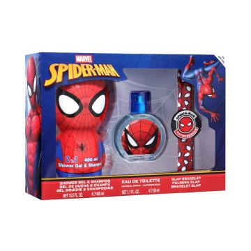 Set cadou pentru copii Air-Val Spiderman cu bratara, apa de toaleta 50 ml si gel de dus + sampon 400 ml [5899]