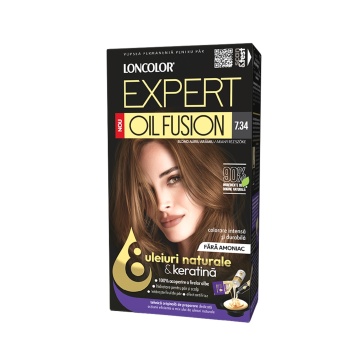 Vopsea de par duo Loncolor Expert Oil Fusion 7,34 Blond auriu aramiu