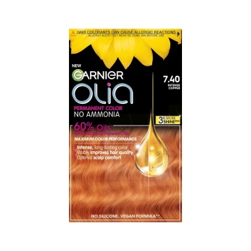 Vopsea de par permanenta fara amoniac Garnier Olia Full Kit 7,40 Aramiu Intens
