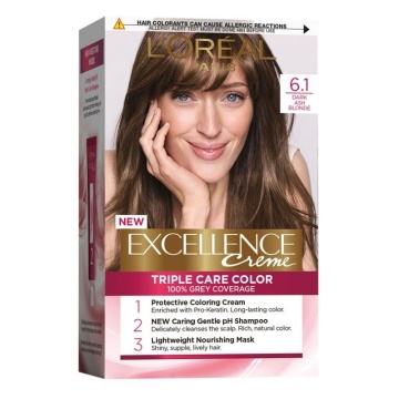 Vopsea permanenta de par cu amoniac L'Oreal Paris Excellence Creme 6,1 Blond Inchis Cenusiu