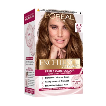 Vopsea permanenta de par cu amoniac L'Oreal Paris Excellence Creme 6,3 Natural Light Golden Blonde