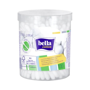 Betisoare cosmetice Bella din hartie in cutie patrata, 100 bucati [2983]