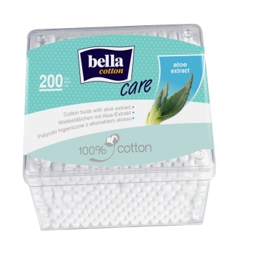 Betisoare cosmetice cu aloe Bella din hartie la cutie, 200 bucati [3010]