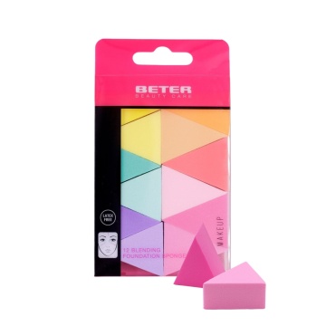 Bureti triunghiulari fara latex pentru machiaj Beter, set de 12 bucati [0457]