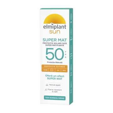 Cremă față matifiantă Elmiplant Sun SPF50, control sebum, 50 ml [9696]