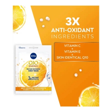 Mască șervețel pentru ten radiant Q10 ENERGY infuzată cu ser 5485/3665 - Img 2