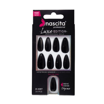 Nascita Unghii False Luxe Edition Stiletto Black, x24 [1532]