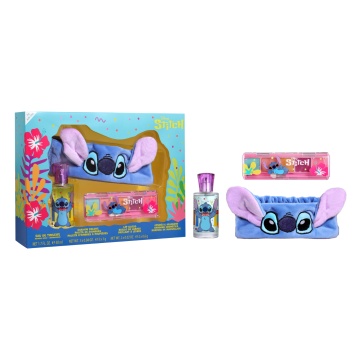 Set cadou Stitch cu apă de toaletă de 50 ml, bandană, make up buze si pleoape Air-Val [5783]