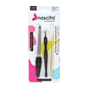 Set pentru manichiură cu pilă unghii, cuțit de cuticule si băț cuticule Nascita [9882]
